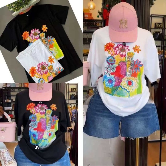 NILS Color Splash Short Sleeve Tees - Black and White - Picture 1 of 2